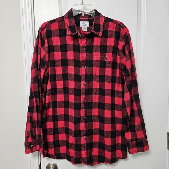 Blue Mountain Buffalo Check Flannel Shirt Men's Medium Black Red Outdoors Hiking - Picture 1 of 6